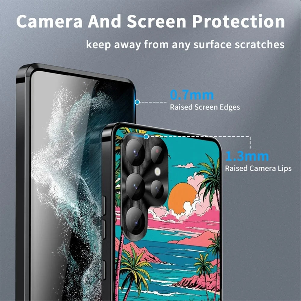 For Samsung Galaxy S23 Ultra Magnetic Case Coastal Seashell Pattern PC+TPU Phone Cover with Lens Film - LK00107-01 - 4