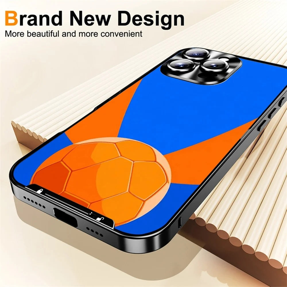 For iPhone 16 Pro Max Magnetic Case Football Pattern Print PC+TPU Phone Cover with Lens Film - LK00378-061 - 5