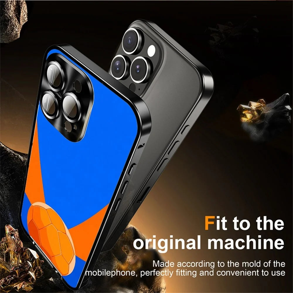 For iPhone 16 Pro Max Magnetic Case Football Pattern Print PC+TPU Phone Cover with Lens Film - LK00378-061 - 6