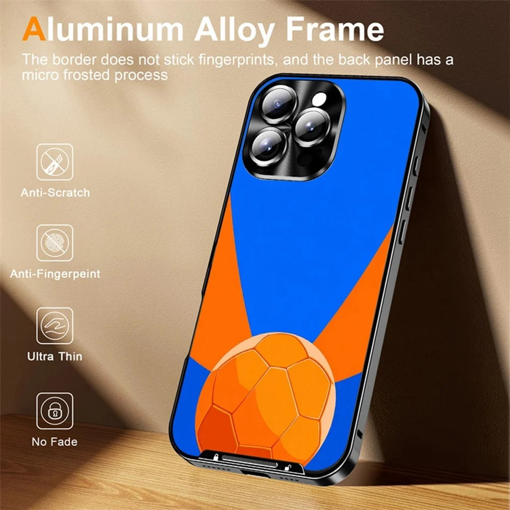 For iPhone 16 Pro Magnetic Case Football Pattern Print PC+TPU Phone Cover with Lens Film - LK00378-061 - 4