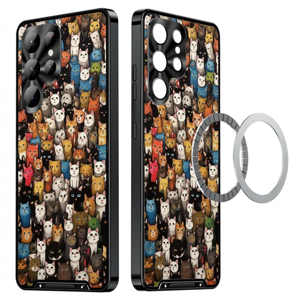 For Samsung Galaxy S24 Ultra Magnetic Case Rooster Pattern PC TPU Phone Cover with Lens Film - LK00137-03 - 1