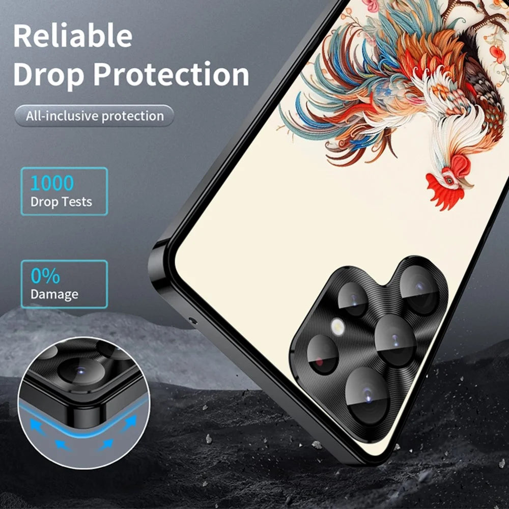 For Samsung Galaxy S23 Ultra Magnetic Case Rooster Pattern PC TPU Phone Cover with Lens Film - LK00138-04 - 3