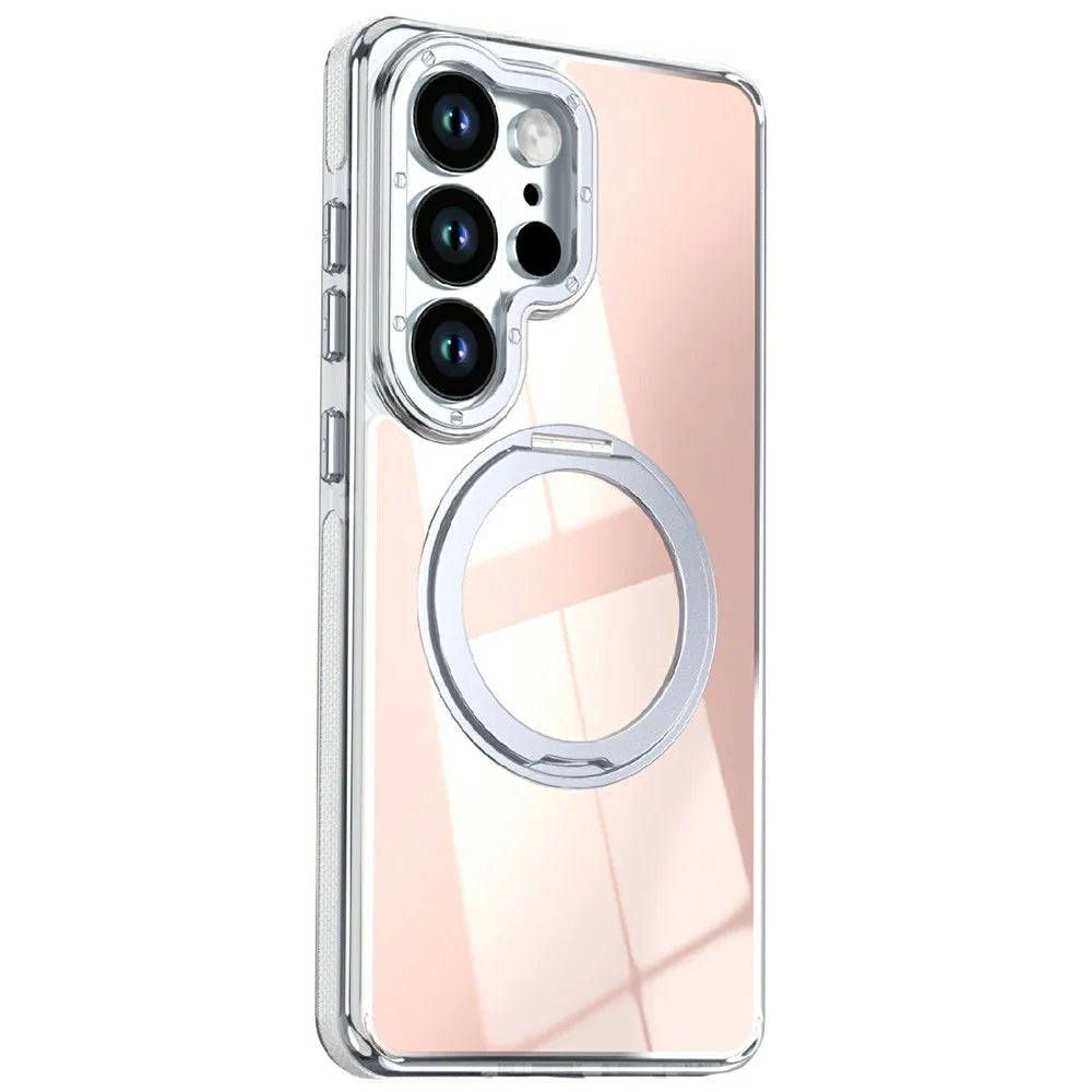 For Samsung Galaxy S26 Ultra Magnetic Case Chameleon Gradient TPU + Acrylic Phone Cover with 360 Degree Rotating Kickstand - White - 2