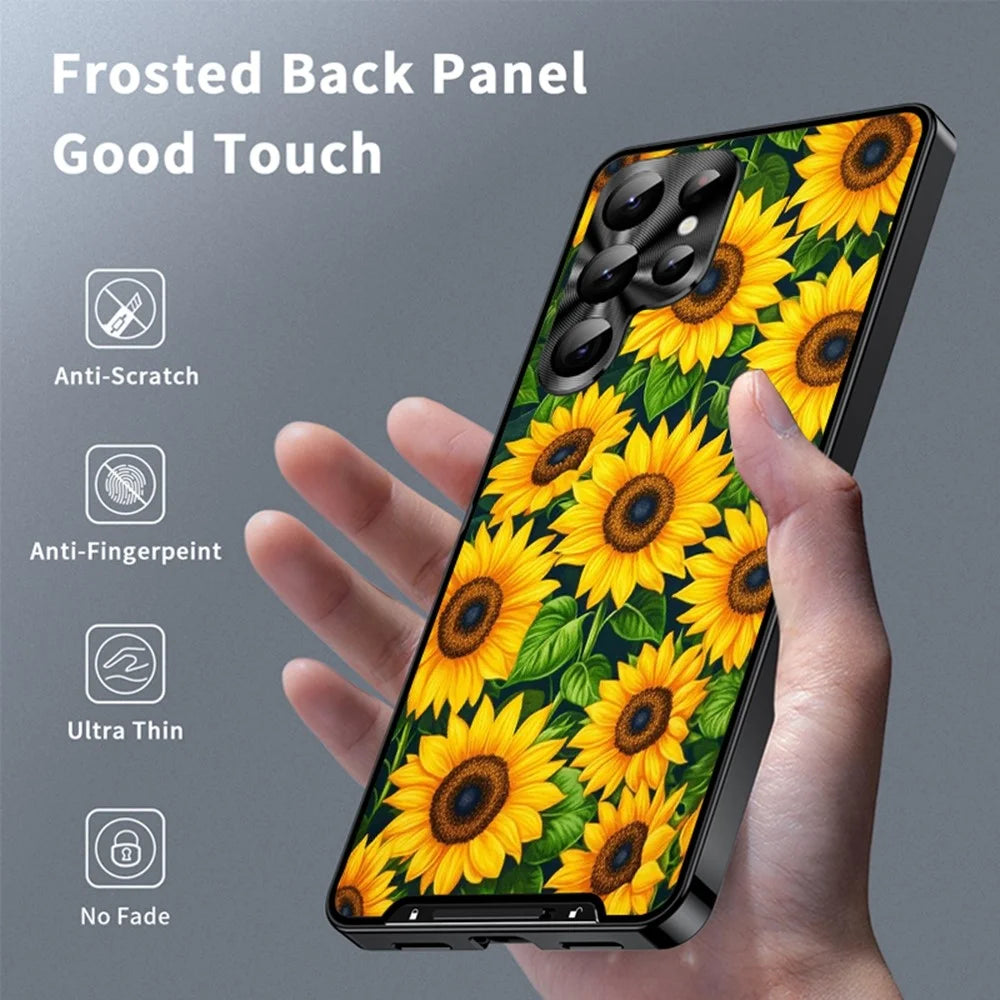 For Samsung Galaxy S26 Ultra Magnetic Case Sunflower Pattern PC TPU Phone Cover with Lens Film - LK00151-1 - 2