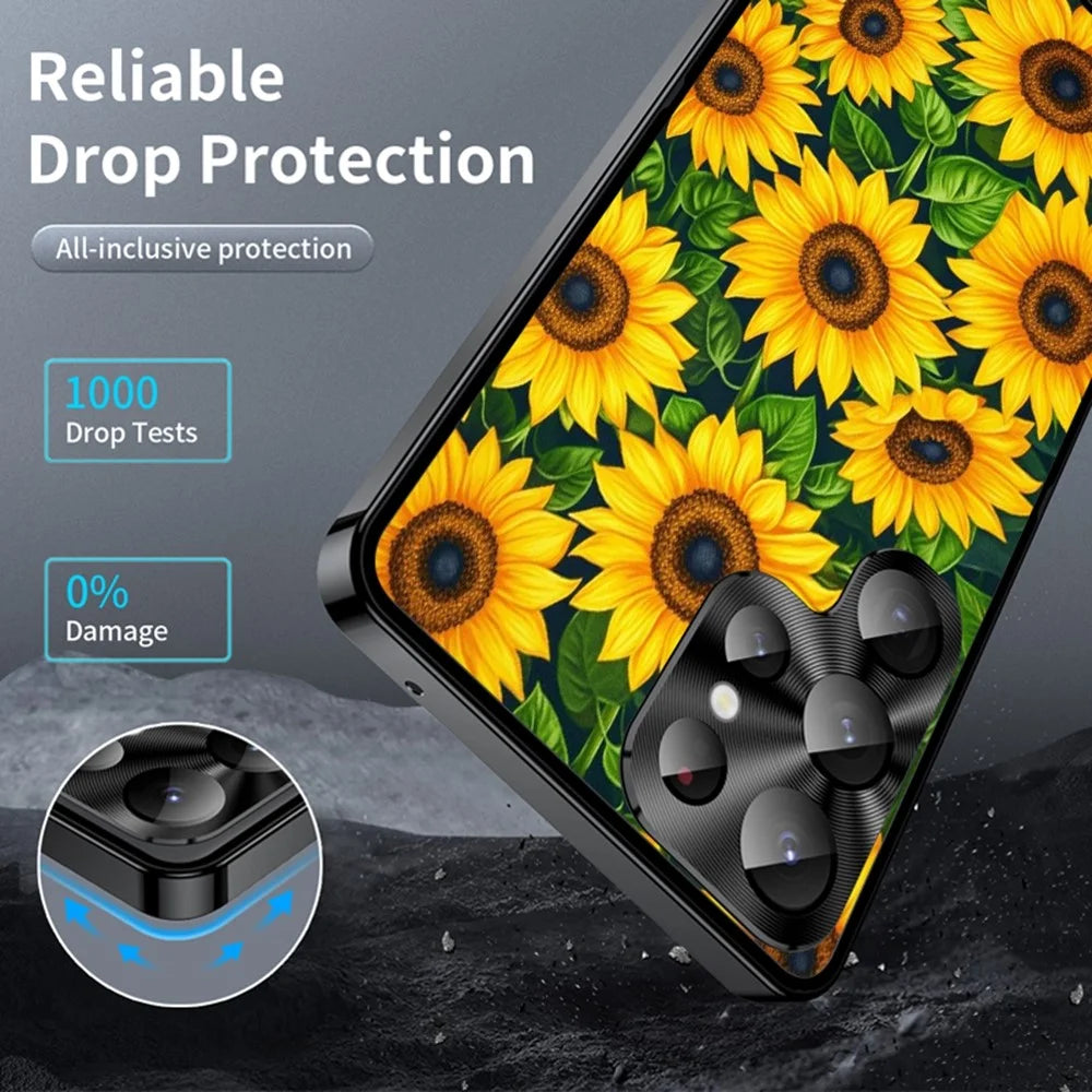 For Samsung Galaxy S26 Ultra Magnetic Case Sunflower Pattern PC TPU Phone Cover with Lens Film - LK00151-1 - 3