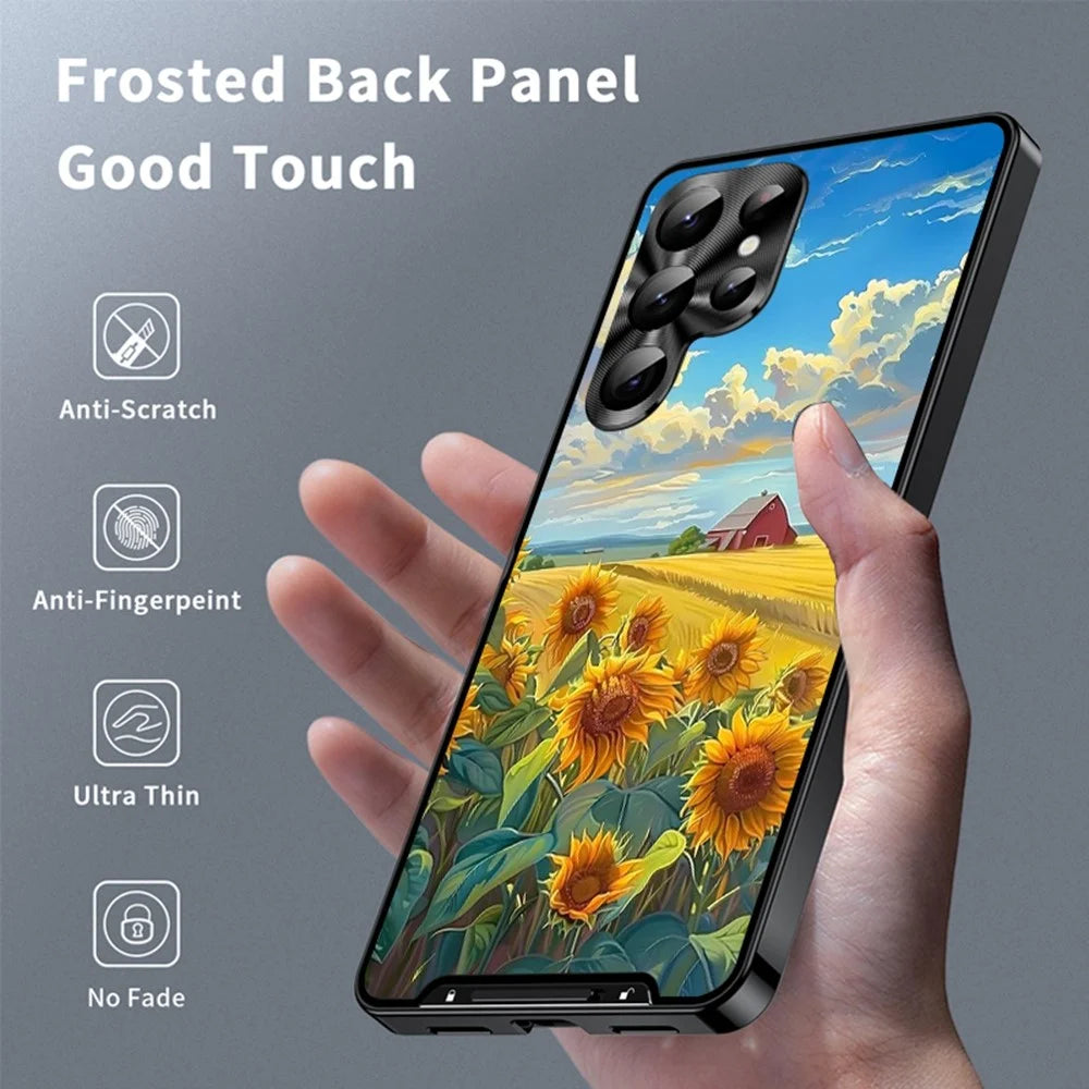For Samsung Galaxy S24 Ultra Magnetic Case Sunflower Pattern PC TPU Phone Cover with Lens Film - LK00153-3 - 2