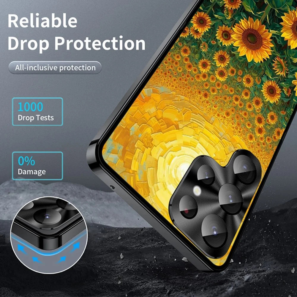 For Samsung Galaxy S23 Ultra Magnetic Case Sunflower Pattern PC TPU Phone Cover with Lens Film - LK00156-6 - 3