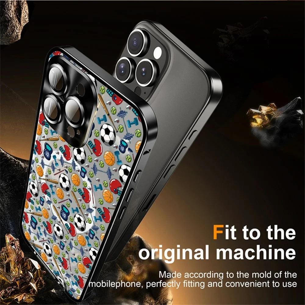 For iPhone 16 Pro Max Magnetic Case Football Pattern PC+TPU Shockproof Phone Cover with Lens Film - LK00083-002 - 6