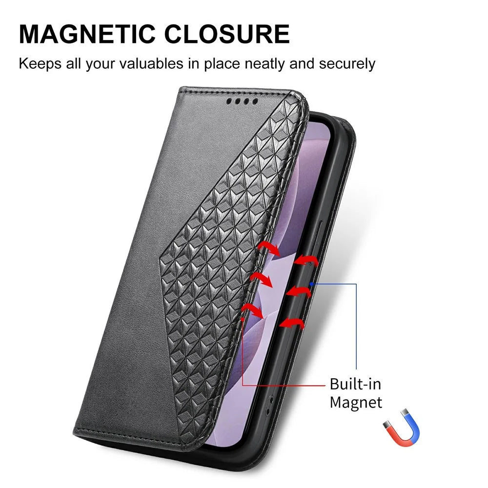 For Samsung Galaxy A27 5G Case Calf Texture PU Leather Wallet Phone Cover with Wrist Strap - Black - 5