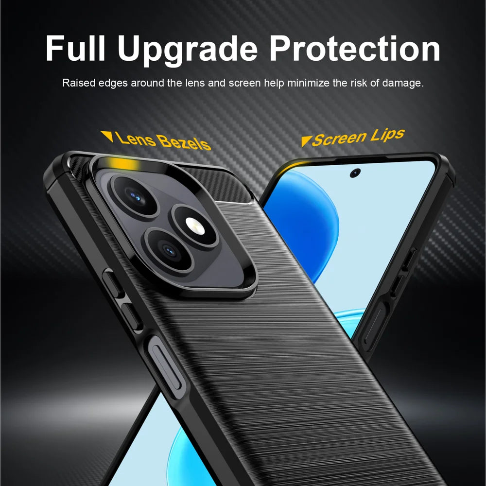 WANLONFENG for Honor X8d 4G Case with Screen Film  LS Series Big Lens Hole Brushed Texture TPU Phone Cover - Black - 4