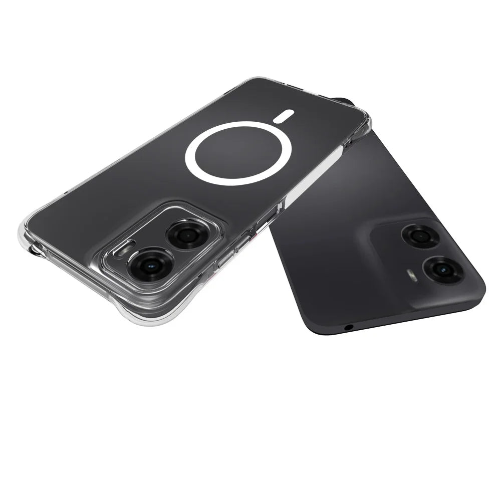 WANLONFENG for Motorola Moto G05 4G WL2 Series 2.0mm Magnetic Case Clear TPU Phone Back Cover with Screen Films - Transparent - 5