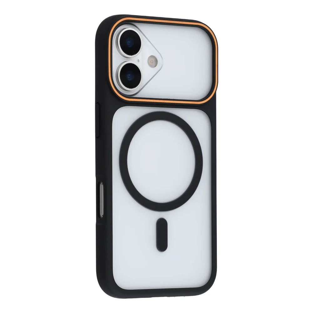 For iPhone 16 Plus Magnetic Case Large Viewing Window TPU + PC Shockproof Phone Cover - Black - 2