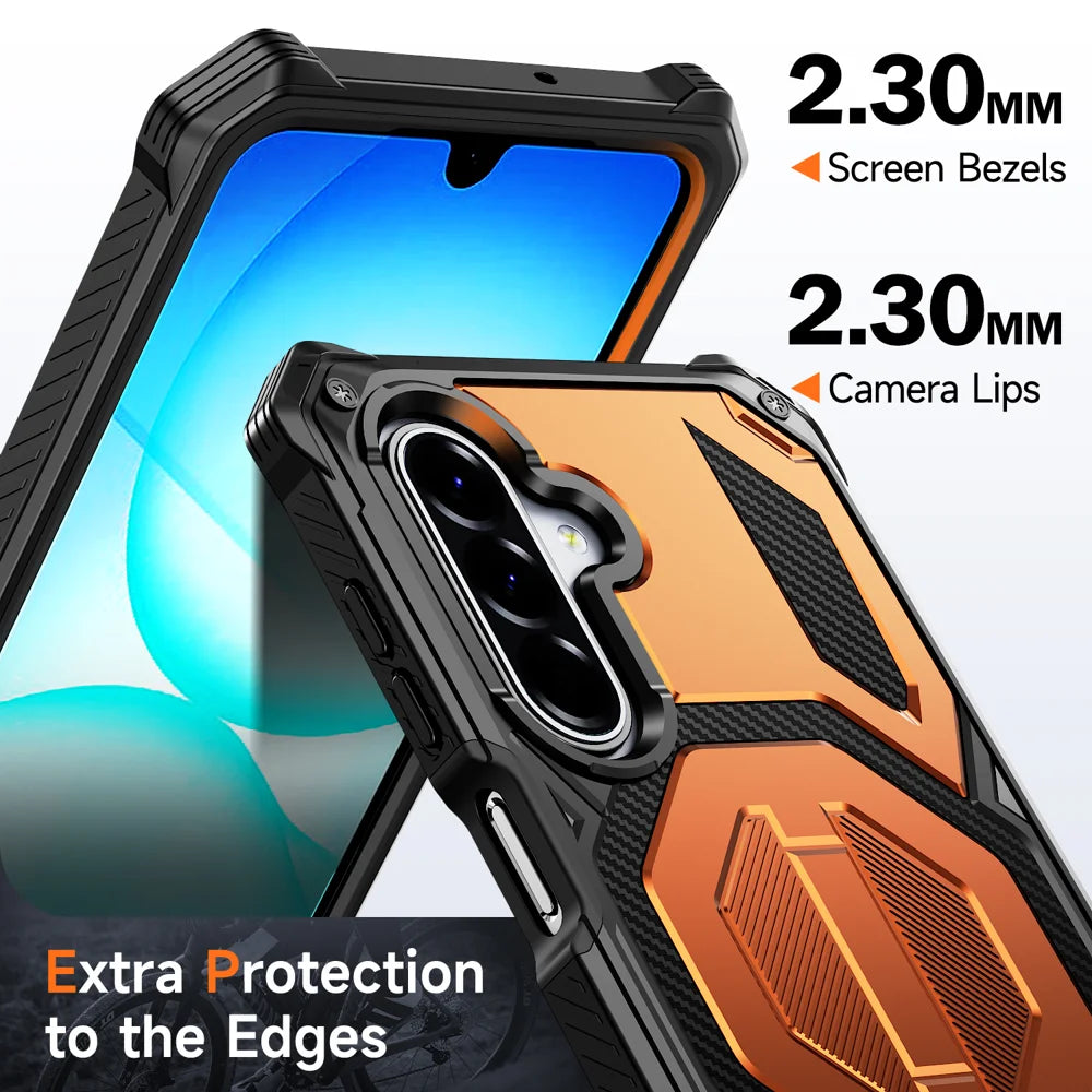 For Samsung Galaxy A17 4G / Galaxy A16 5G / Galaxy A16 4G / Galaxy A26 5G / Galaxy A17 5G Magnetic Case TPU + PC Kickstand Phone Cover Drop Protection - Orange - 5