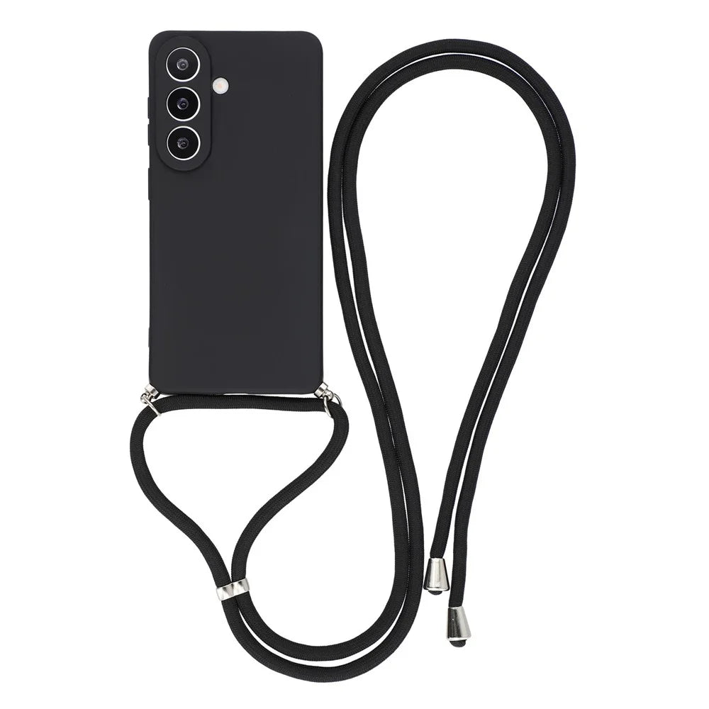 For Samsung Galaxy S26+ Case Flexible TPU Fiber Lining Anti-Shock Crossbody Phone Cover - Black - 1