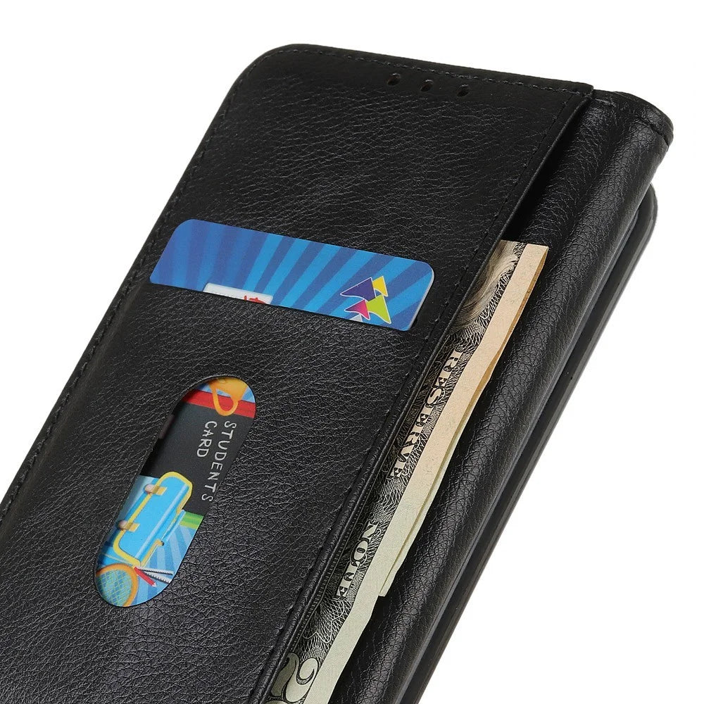 For OnePlus Ace 6 Ultra 5G Stand Case Split Leather Litchi Texture Wallet Phone Cover - Black - 4