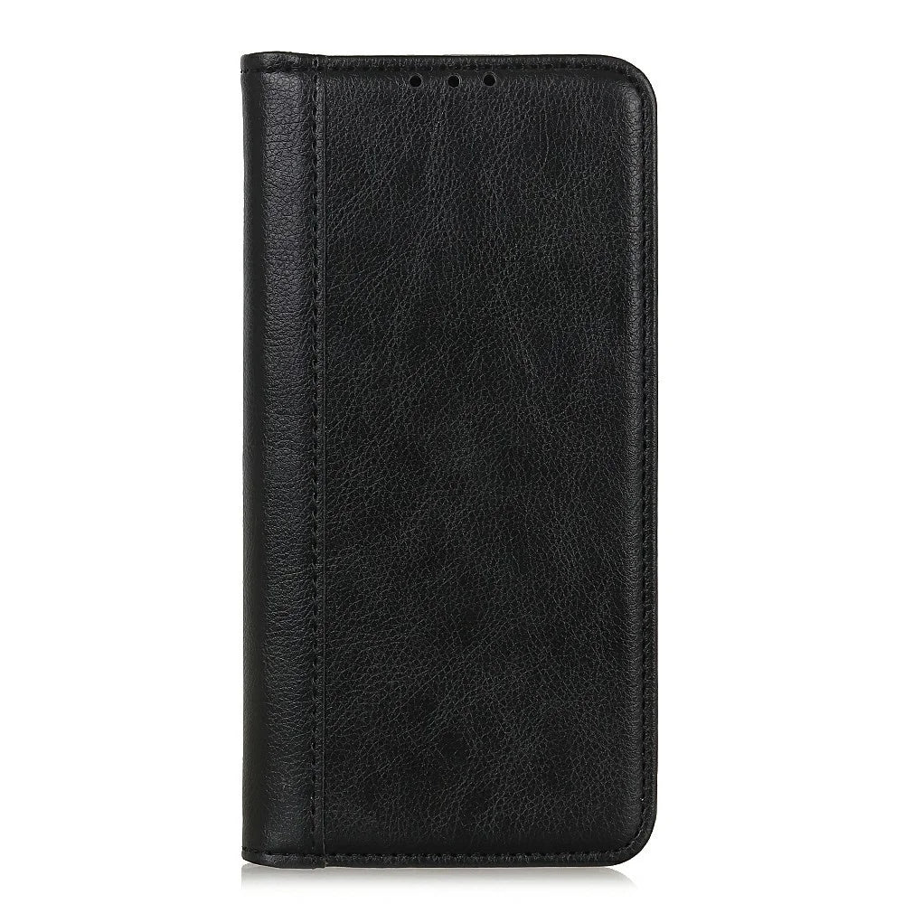 For OnePlus Ace 6 Ultra 5G Stand Case Split Leather Litchi Texture Wallet Phone Cover - Black - 6