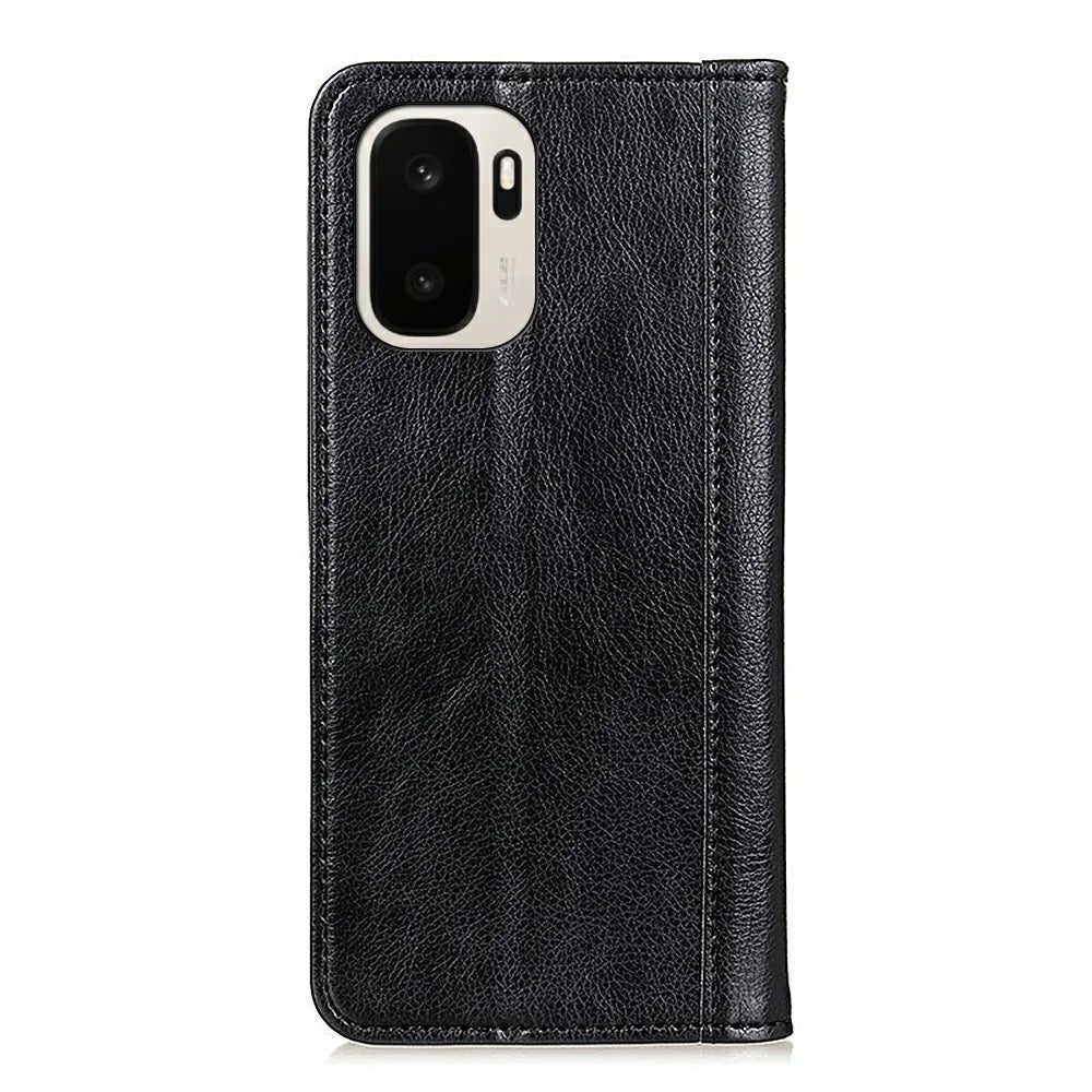 For OnePlus Ace 6 Ultra 5G Stand Case Split Leather Litchi Texture Wallet Phone Cover - Black - 7