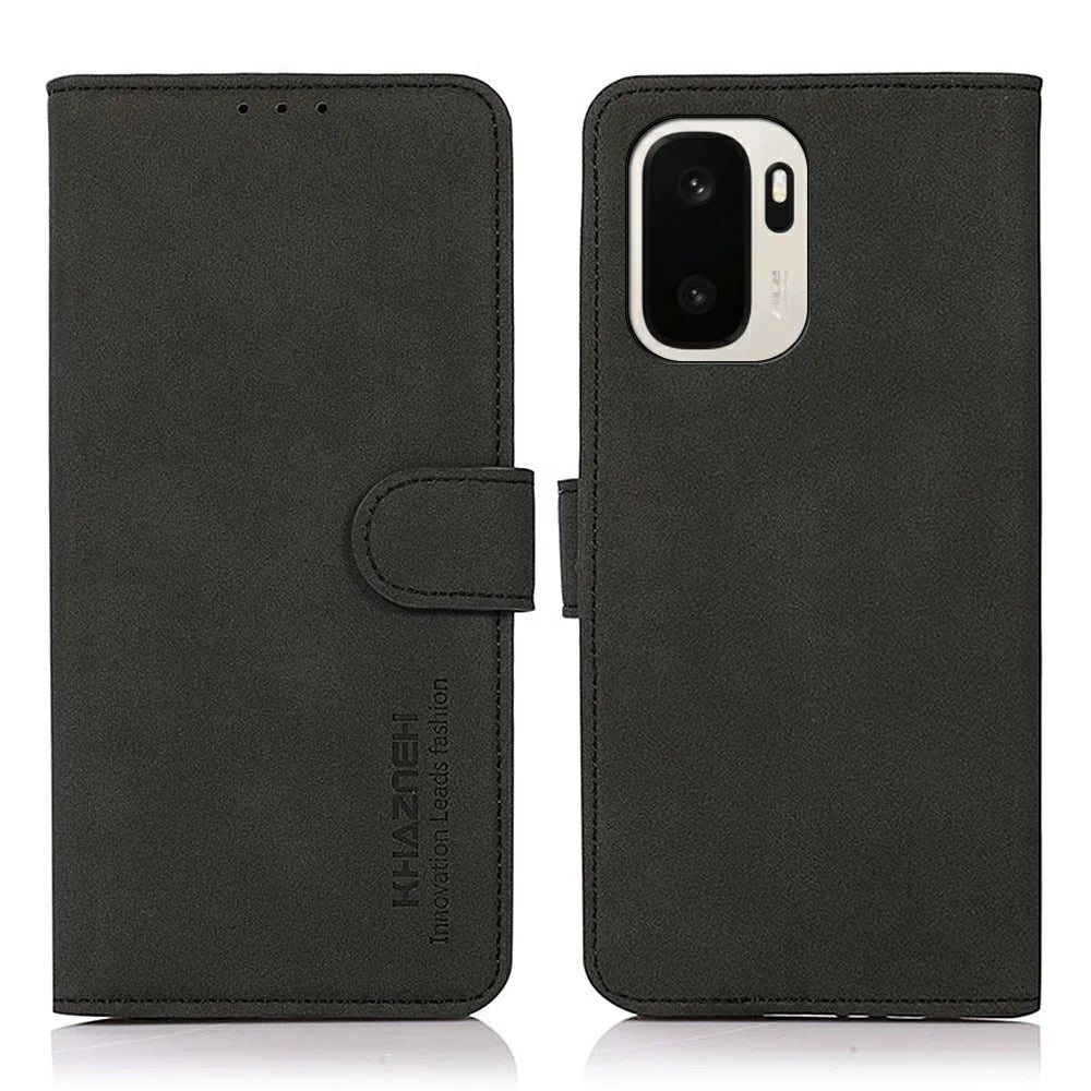 KHAZNEH For OnePlus Ace 6 Ultra 5G Case Anti Scratch PU Leather Wallet Stand Phone Cover - Black - 1