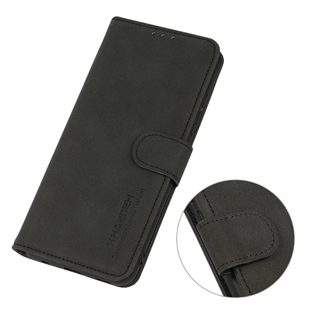 KHAZNEH For OnePlus Ace 6 Ultra 5G Case Anti Scratch PU Leather Wallet Stand Phone Cover - Black - 5