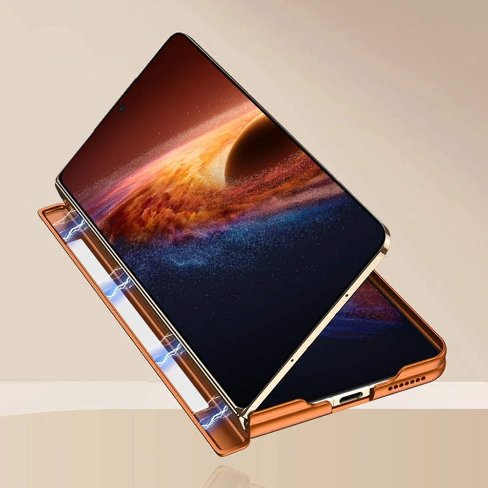GKK for Honor Magic V6 5G Magnetic Case Hard PC Ultra Thin Protective Cover with Screen Protector - Orange - 2