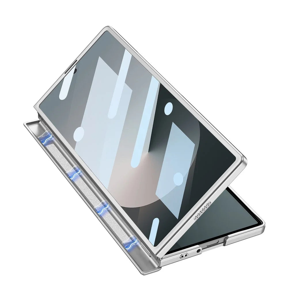 GKK For Samsung Galaxy Z Fold6 5G Magnetic Case Matte PC Phone Cover with Clear Screen Protector - Black - 6