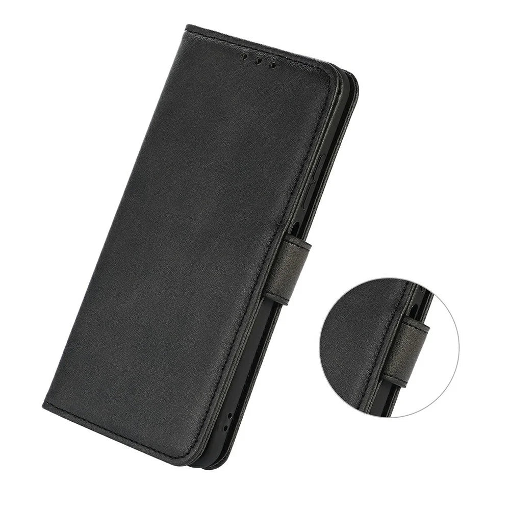 For OnePlus Ace 6 Ultra 5G Case Cowhide Texture Leather Wallet Phone Cover with Stand - Black - 4