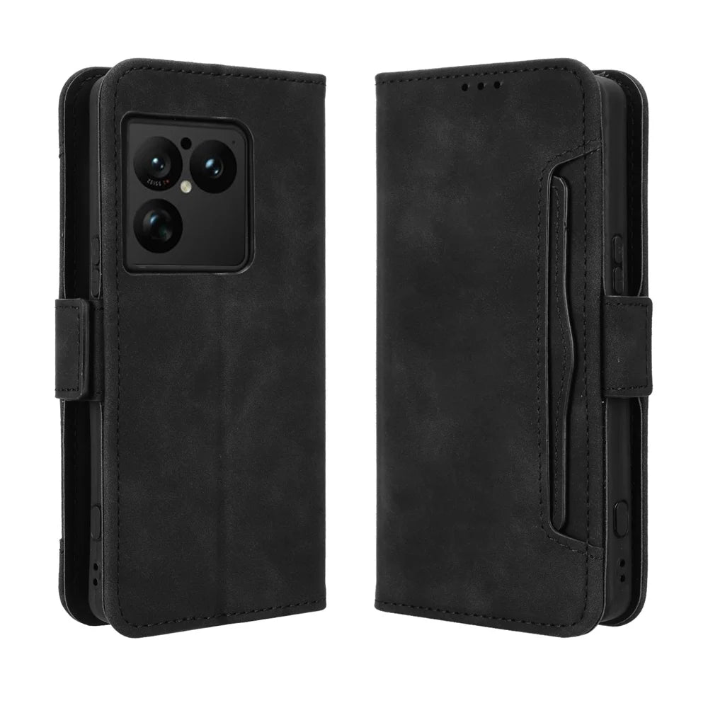 For Sony Xperia 1 VIII Leather Case Phone Wallet Cover with Multiple Card Slots - Black - 1