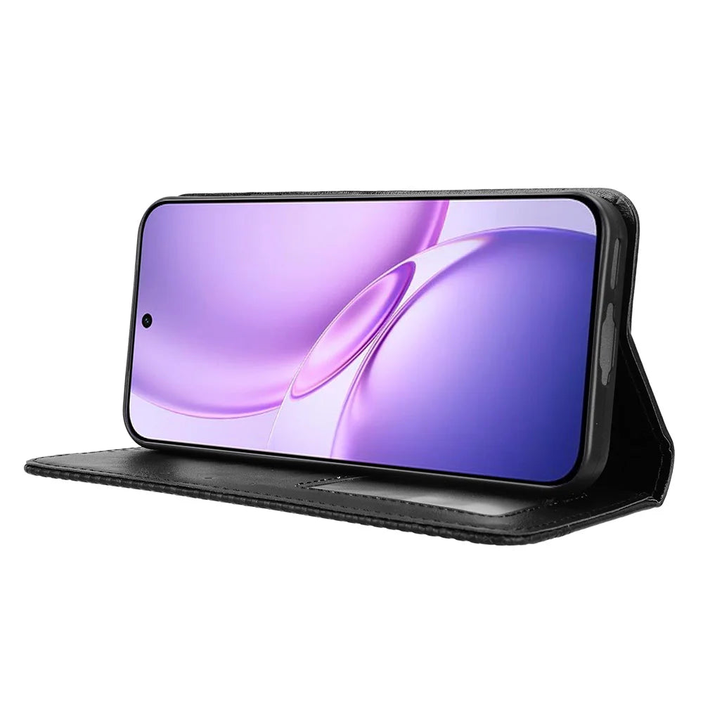 For vivo Y600 Pro 5G Leather Case Wallet Stand Retro Texture Phone Cover - Black - 7