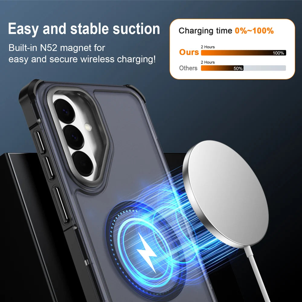 For Samsung Galaxy A57 5G Magnetic Case Electroplated Frame Skin-touch TPU+PC Phone Cover - Black - 3