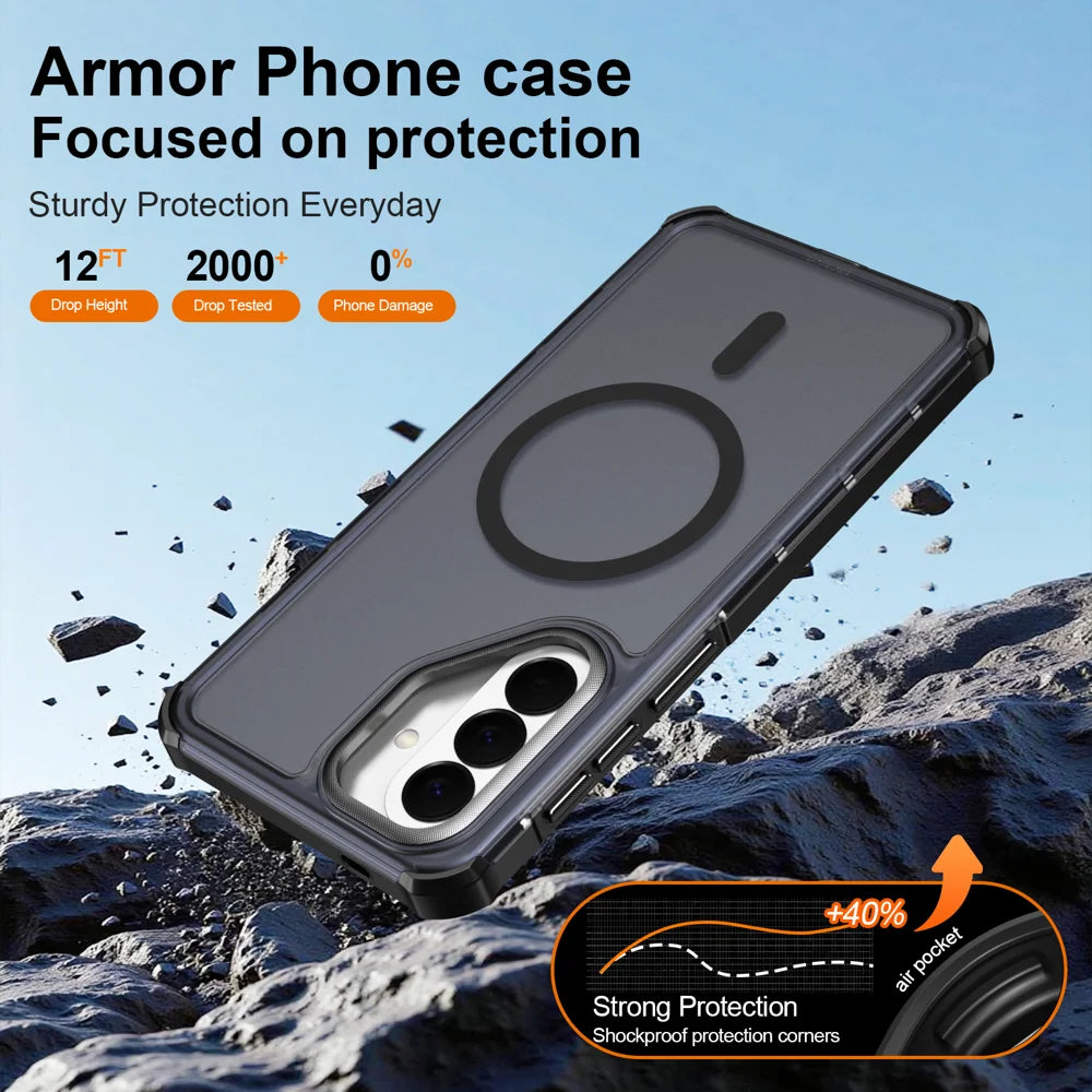For Samsung Galaxy A57 5G Magnetic Case Electroplated Frame Skin-touch TPU+PC Phone Cover - Black - 5