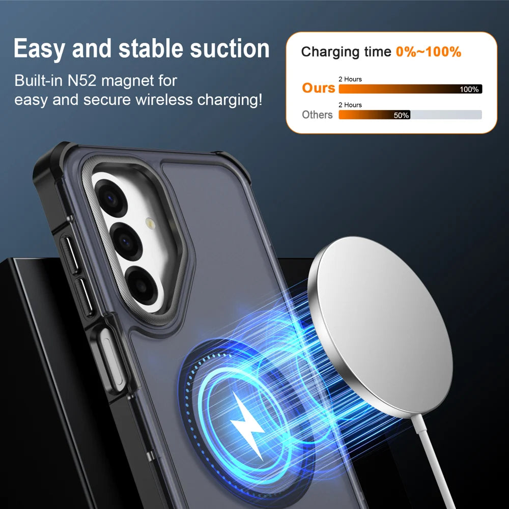 For Samsung Galaxy A17 4G / Galaxy F17 5G / Galaxy M17 5G / Galaxy A26 5G / Galaxy A17 5G Magnetic Case Electroplated Frame Skin-touch TPU+PC Phone Cover - Black - 3