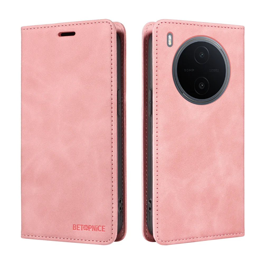 BETOPNICE for vivo Y600 Pro 5G Case  Magnetic Closure RFID Blocking Wallet Stand Leather Phone Cover - Pink - 2