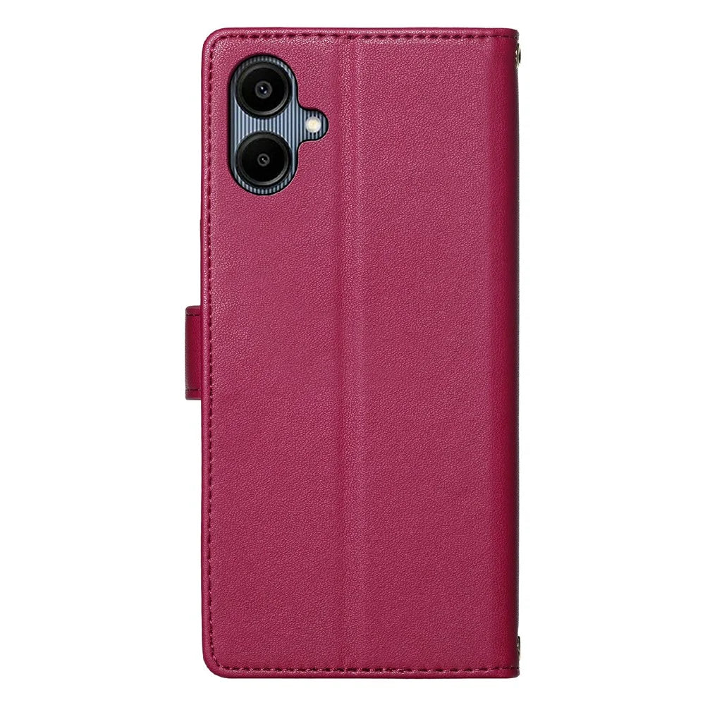 For Samsung Galaxy A06 4G Case Adorable Cat Pattern PU Leather Wallet Phone Cover with Wrist Strap - Rose - 7