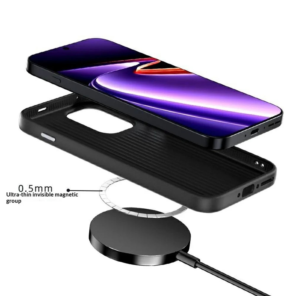 ABEEL For OnePlus Ace 6 Ultra 5G Magnetic Case Carbon Fiber Texture Phone Back Cover - Black - 7