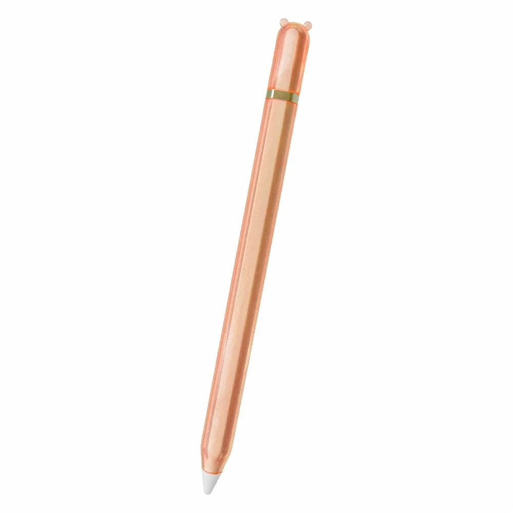 For Apple Pencil Pro  /  Pencil (2nd Generation) TPU Case Cartoon Animal-Ear Style Shockproof Anti-Slip Stylus Pen Protective Cover with Silicone Nib Cap - Orange - 1