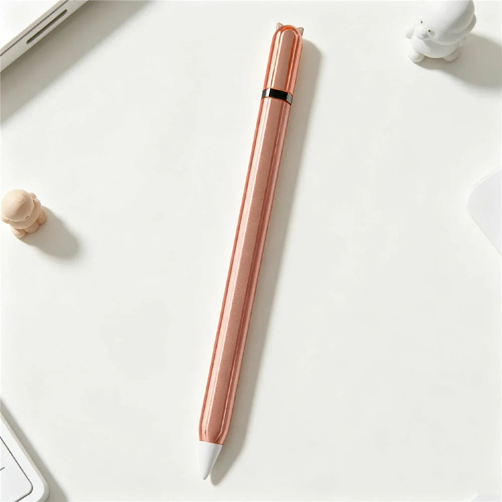 For Apple Pencil Pro  /  Pencil (2nd Generation) TPU Case Cat-Ear Style Shockproof Anti-Slip Stylus Pen Protective Cover with Silicone Nib Cap - Blue - Orange - 2