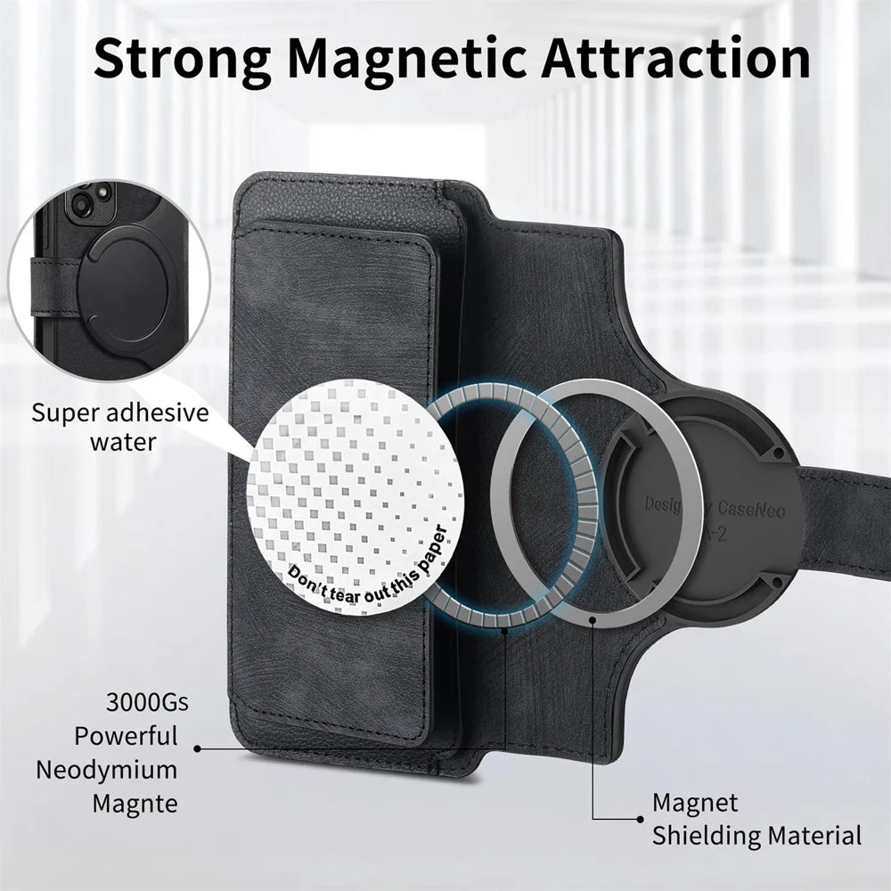 CASENEO for vivo S30 5G Case  MW-02 Detachable Magnetic Leather Flip Phone Cover - Black - 6