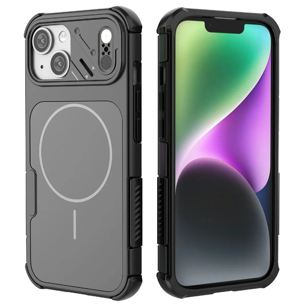 For iPhone 15 Case Shockproof Airbag PC+TPU Phone Cover Compatible with MagSafe - Black - 2