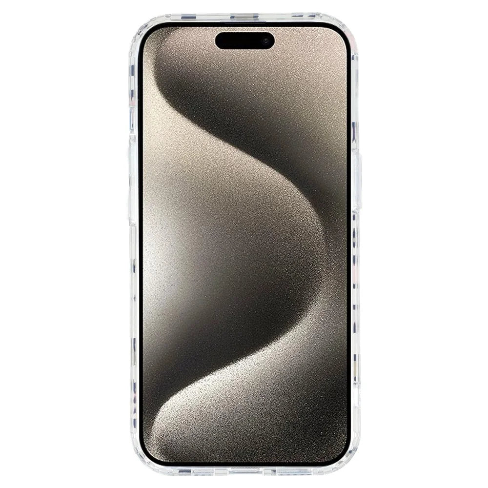 For iPhone 14 Magnetic Case Clear Anti-Yellowing PC + TPU Phone Back Cover Leopard Print Design - Red - 2