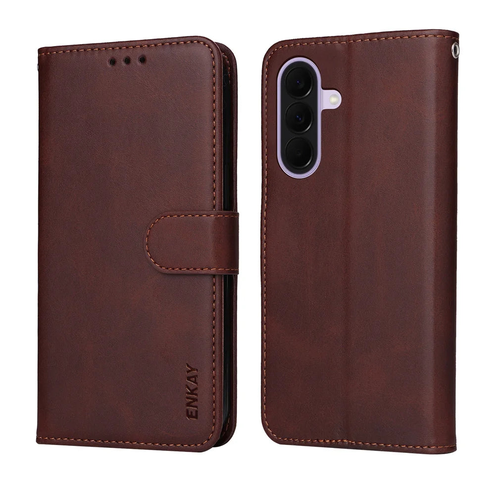 HAT PRINCE for Samsung Galaxy A27 5G PU Leather Wallet Case ENKAY  Phone Stand Cover with 9H Tempered Glass - Pink - 5