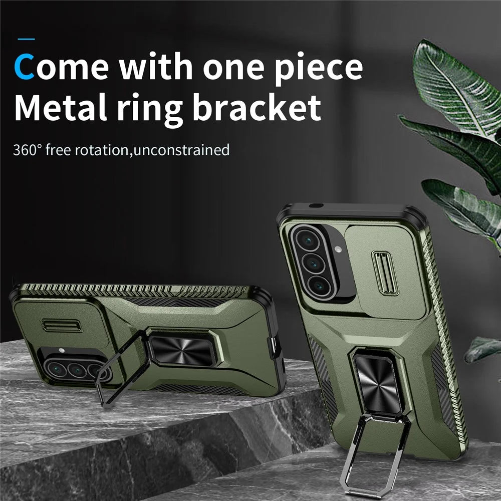 For Samsung Galaxy A57 5G Case Camshield Kickstand TPU + PC Anti-Slip Phone Cover - Green - 2