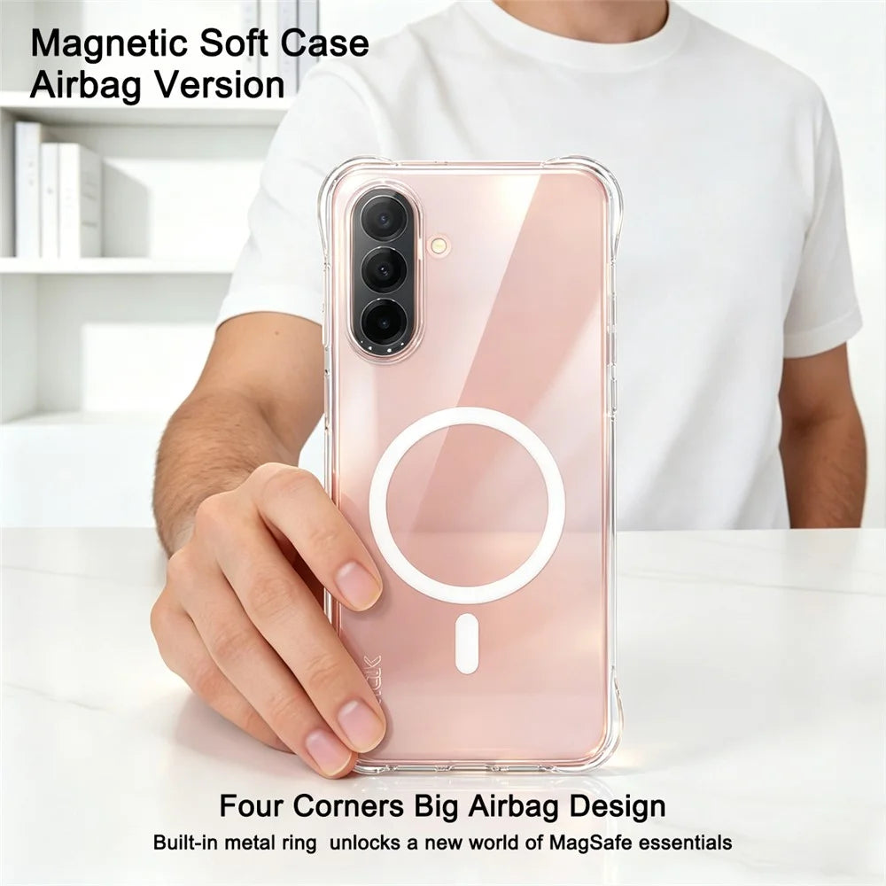 IMAK for Samsung Galaxy A26 5G Magnetic Case Airbag Shockproof Protection TPU Phone Cover - Transparent - 3
