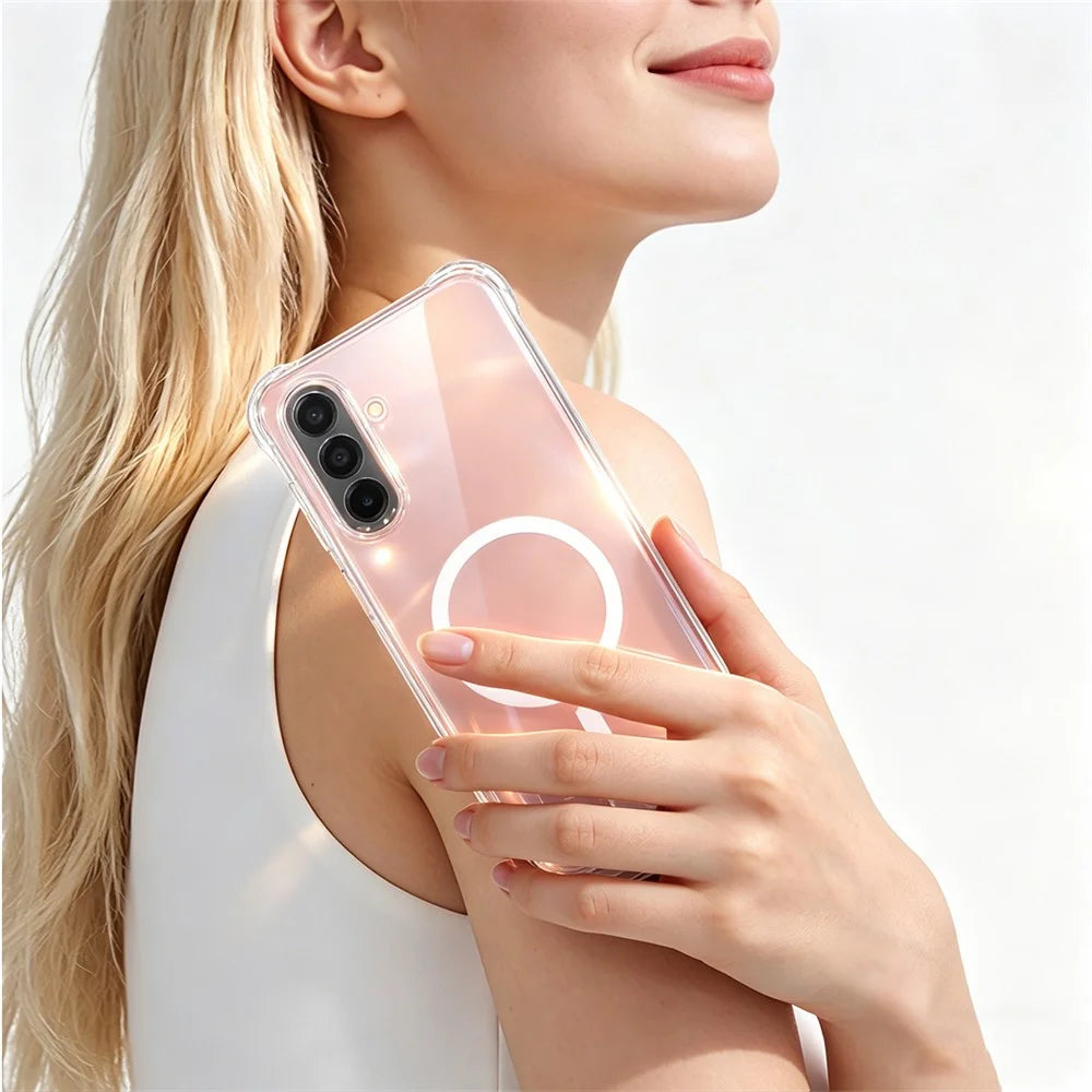 IMAK for Samsung Galaxy A26 5G Magnetic Case Airbag Shockproof Protection TPU Phone Cover - Transparent - 5