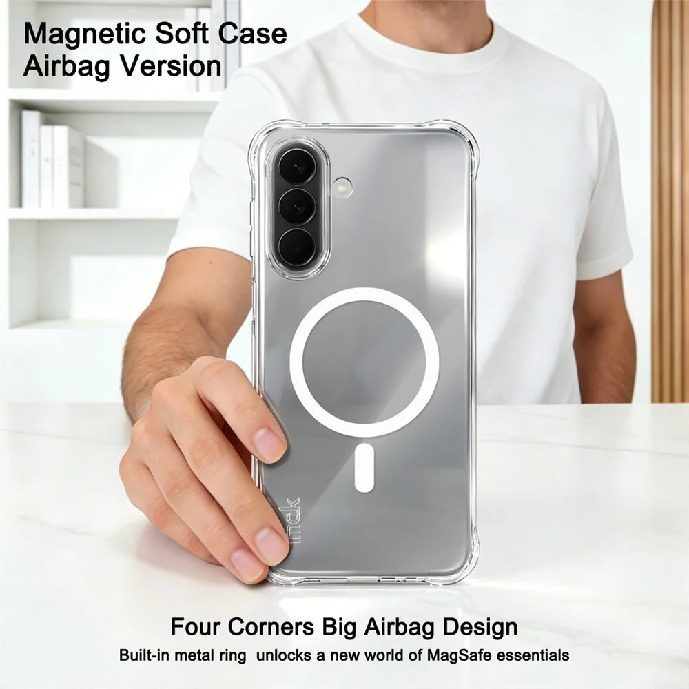 IMAK for Samsung Galaxy A56 5G Magnetic Case Airbag Shockproof Protection TPU Phone Cover - Transparent - 3