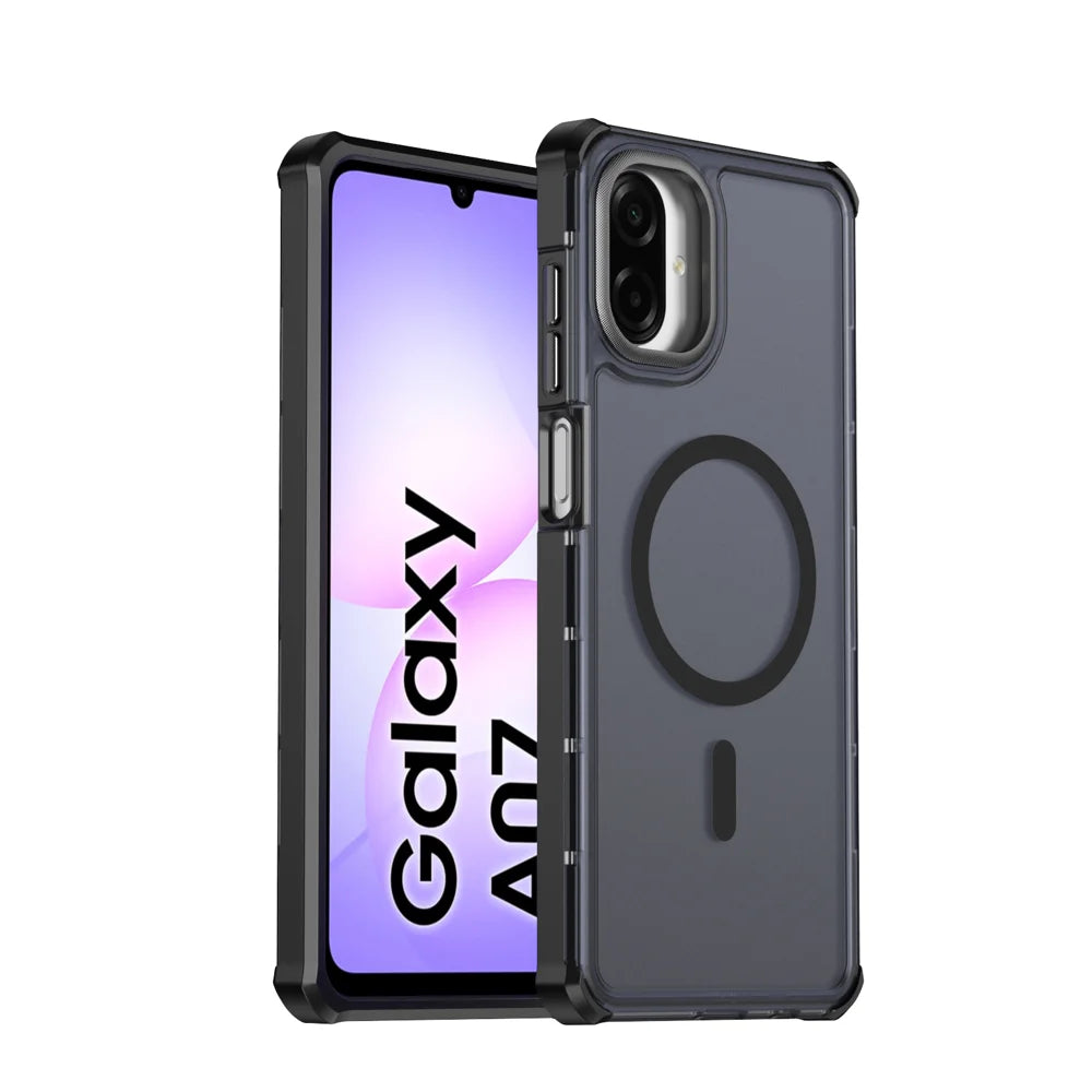 For Samsung Galaxy A07 5G / Galaxy A06 4G / Galaxy A06 5G / Galaxy A07 4G Magnetic Case Electroplated Frame Skin-touch TPU+PC Phone Cover - Black - 1