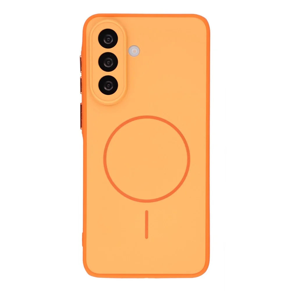 For Samsung Galaxy A57 5G Magnetic Case TPU + PC Shockproof Phone Cover with Electroplated Buttons - Orange - 2
