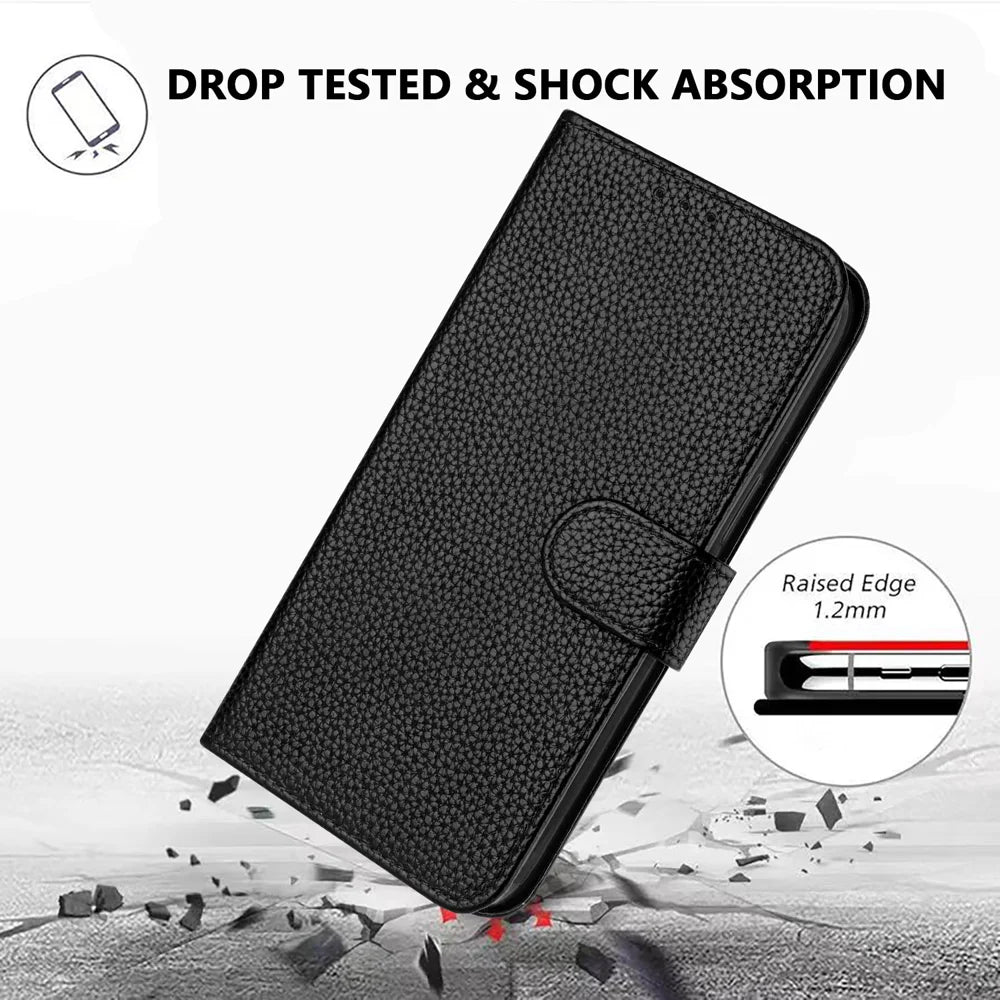 For Google Pixel 11 Pro / Pixel 11 Leather Case Litchi Texture Wallet Stand Anti Drop Phone Cover with Wrist Strap - Black - 5