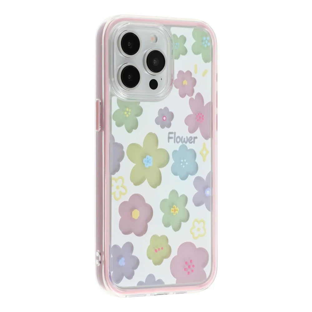 For iPhone 15 Pro Case Colorful Floral Pattern Soft TPU Shockproof Phone Cover - Pink - 3