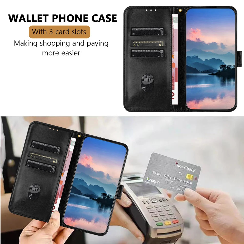 For iPhone Air Leather Case Litchi Texture Wallet Stand Anti Drop Phone Cover with Wrist Strap - Black - 3