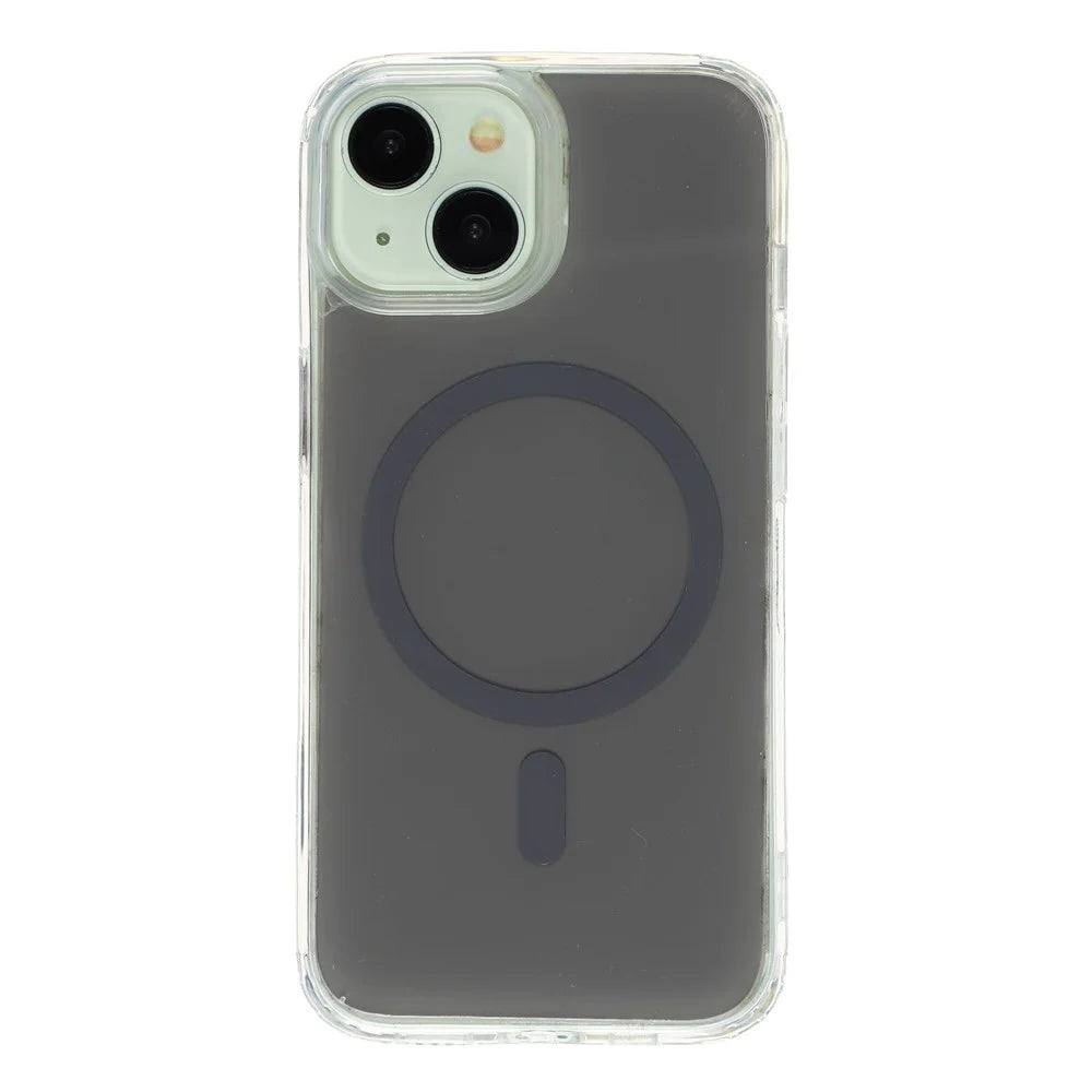 For iPhone 15 Magnetic Case PC + TPU Drop-Resistant Protective Phone Cover - Grey - 1